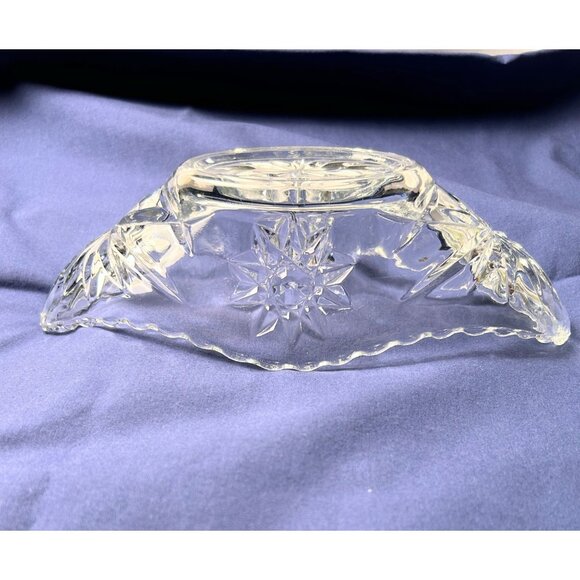 Vintage Crystal Cut Glass Starburst Design Decorative Bowl 9.5”x4” Center Piece - Picture 5 of 8
